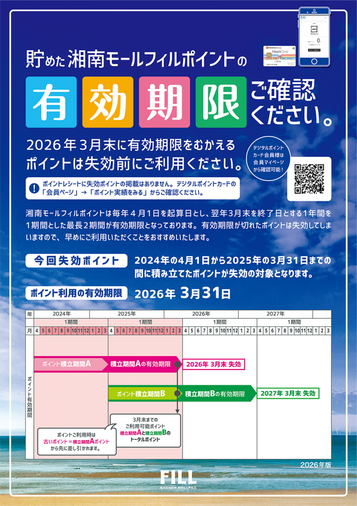 【湘南モールフィルポイント】 貯めたポイントの有効期限にご注意ください！