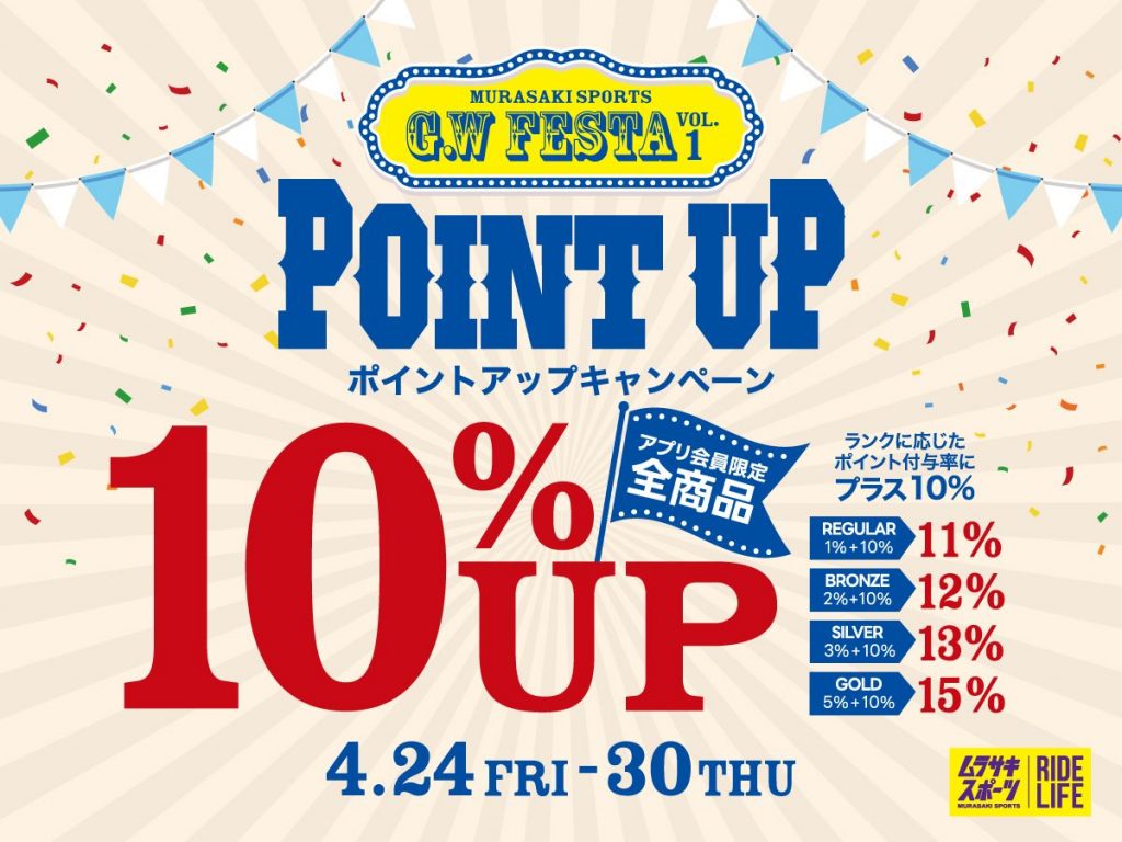 本日START！！ポイント𝟏𝟎%𝐔𝐏キャンペーン！4/30まで！