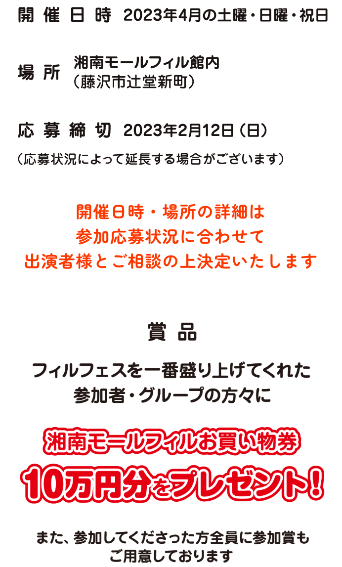 開催日時　場所　応募締切　商品